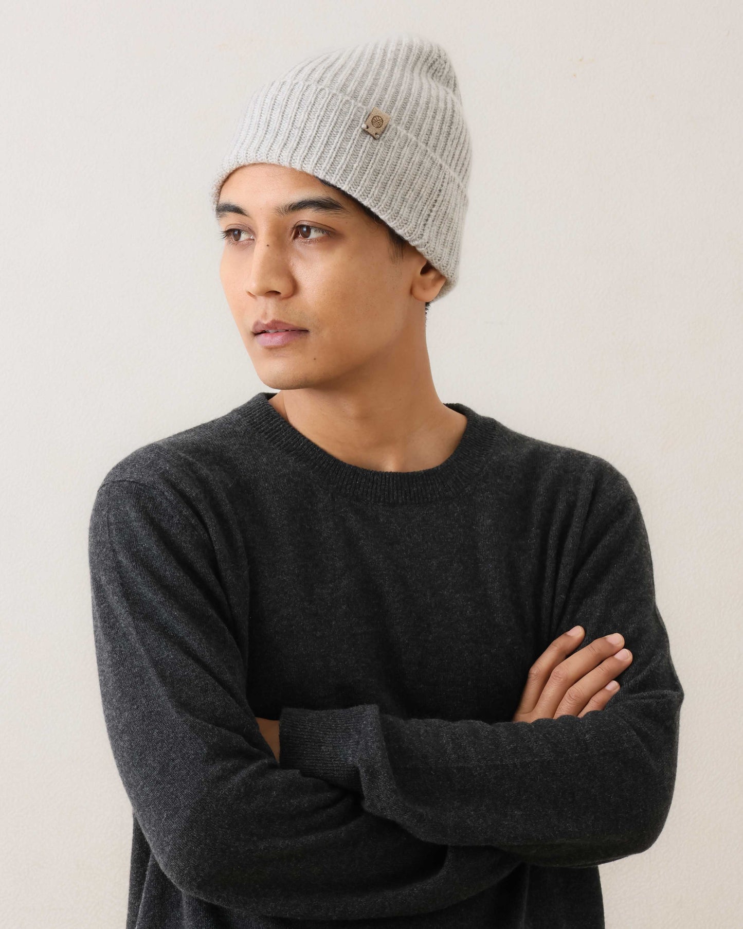 カシミヤ ビーニー ライトグレー UNISEX