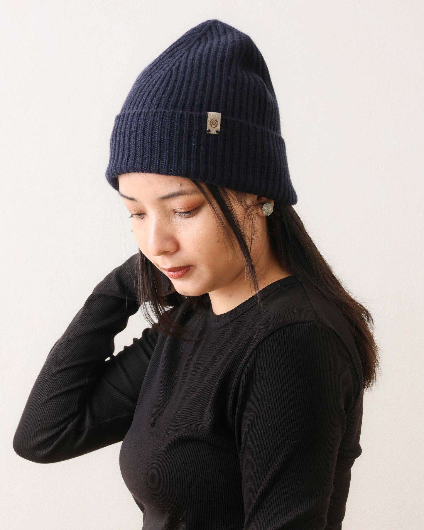 カシミヤ ビーニー ネイビー UNISEX