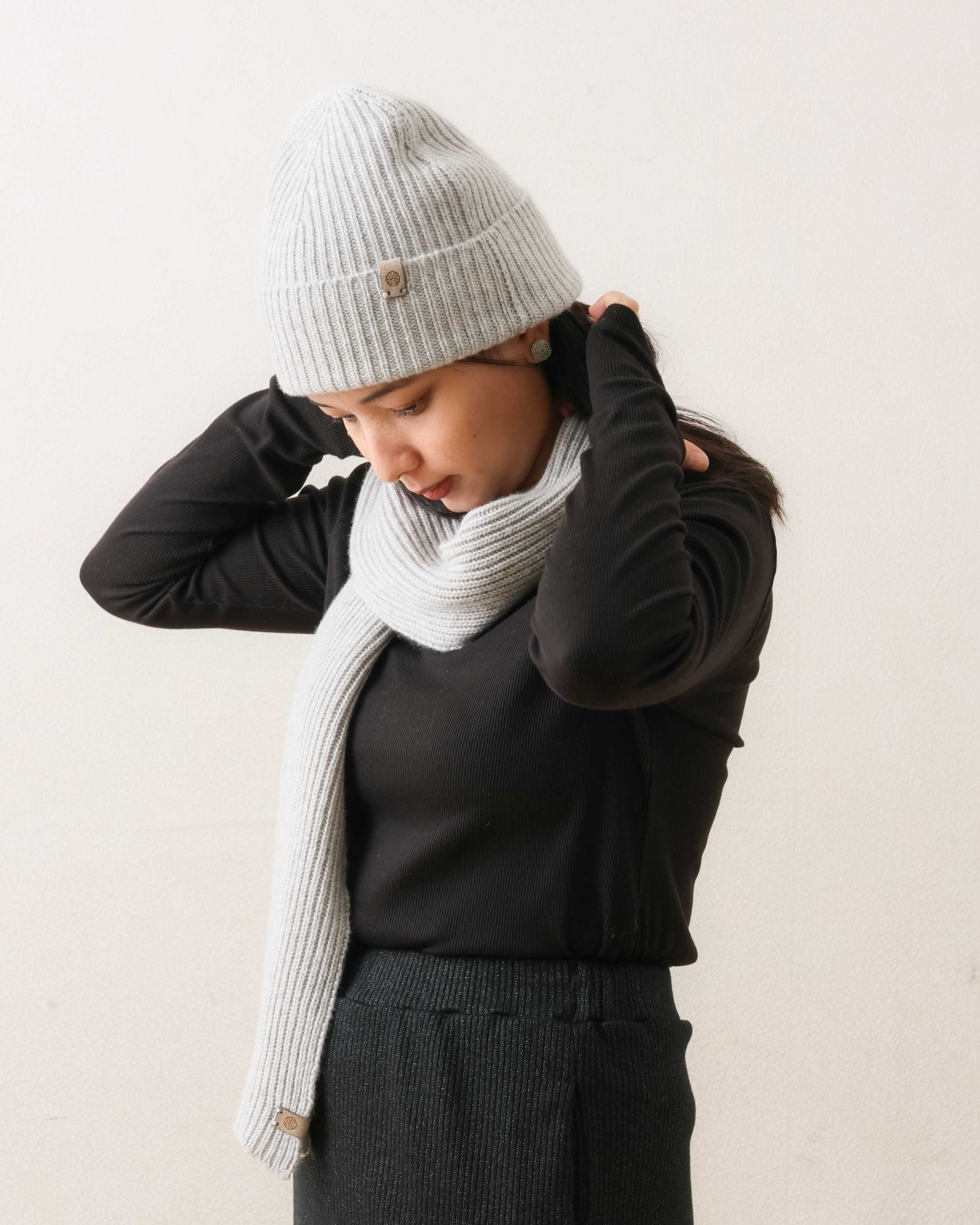 カシミヤ ビーニー ライトグレー UNISEX