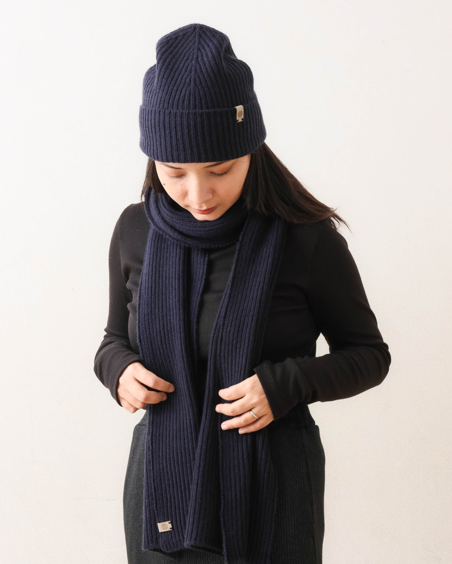 カシミヤ ビーニー ネイビー UNISEX