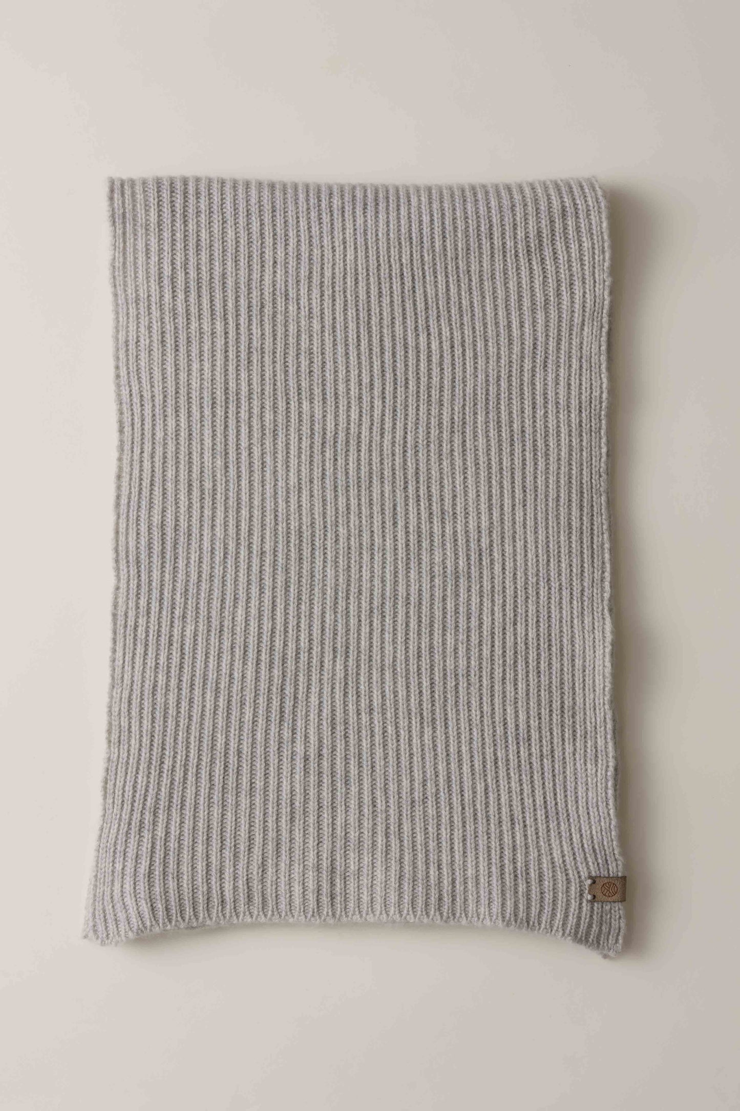 カシミヤ リブ スカーフ　ライトグレー UNISEX